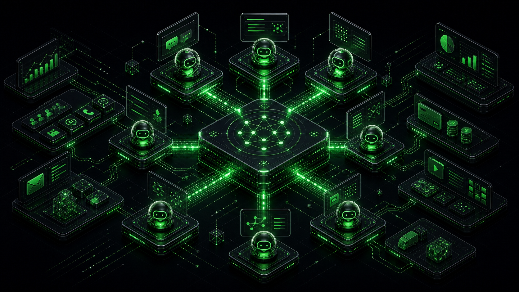Isometric infrastructure cover for What Are the Best AI Agents for Business Automation?